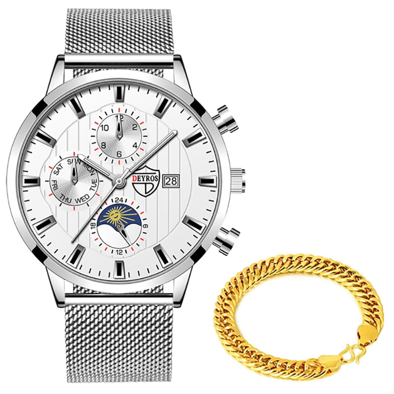 uhren herren Luxus Neue Herren Business Uhren Edelstahl Mesh Gürtel Quarz Armbanduhr Männer Sport Armband Casual Leucht Uhr Uhr